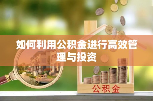 茅箭如何利用公积金进行高效管理与投资